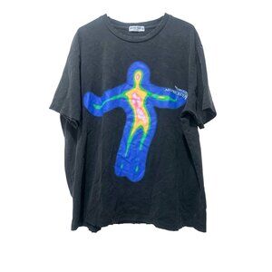 Sold Aelfric Eden Distorted Portrait Distressed Oversized Shirt Medium Black